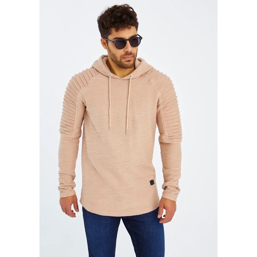 Leif Nelson Hoodie Mens XXL Tan Cotton Knit Pullover Longbody Casual Streetwear